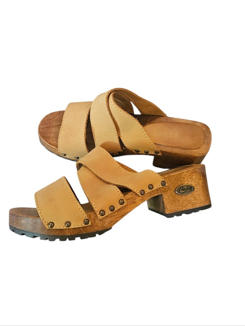 Candies Vintage Y2K Wooden Leather Clogs Womens - Picture 8 of 8
